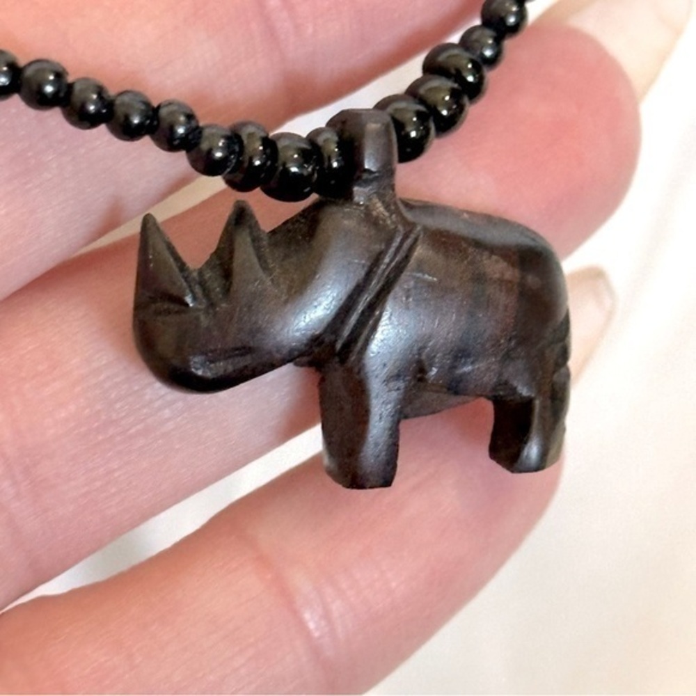 Etsy Black and brown Beaded Elephant Pendant Necklace
